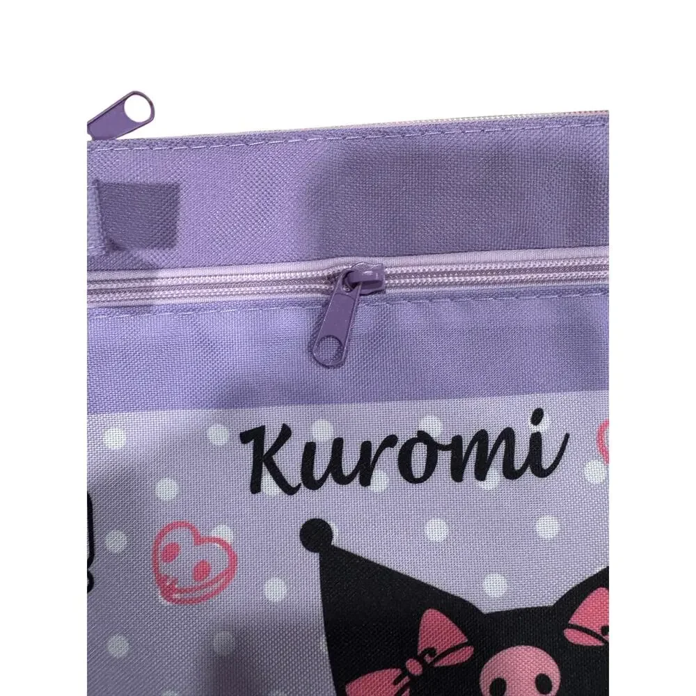 Kuromi Sanrio canvas very sturdy documents/sheets folder with zippers and strap